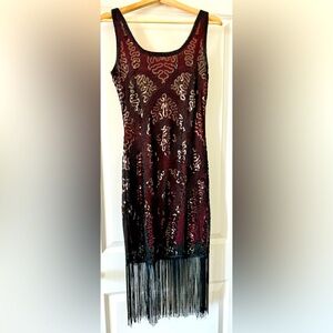 Vintage-20s Dapper Red and Black Dress